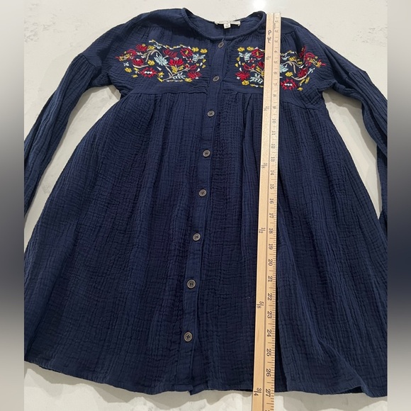 Dark Blue Textured Button-Up dresses - Picture 7 of 7